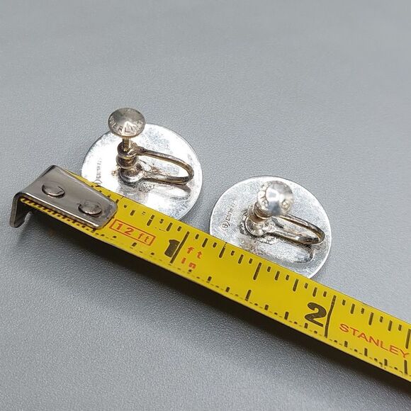 1930s Burkhardt Jewelers Western Ornate Sterling Silver Screwback Earrings - Picture 6 of 6